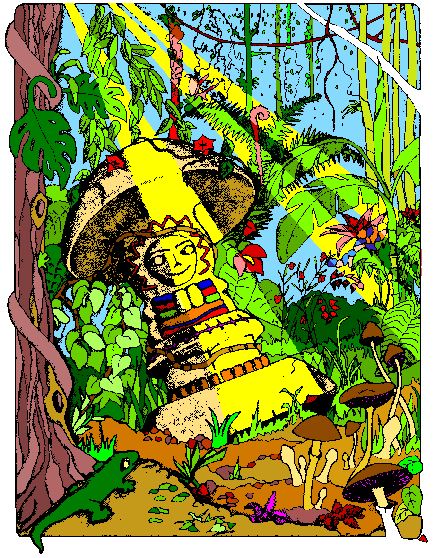 * Zeichnung eines mexikanischen Pilzsteins *